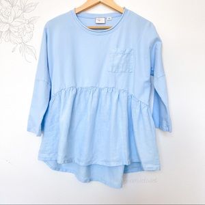 Anthropologie Postmark Women's Linen Blend Babydoll Peplum Top XS